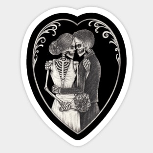 Couple love wedding skulls. Sticker